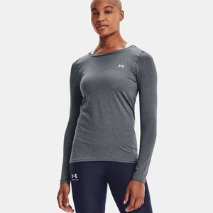 Women's HeatGear® Armour Long Sleeve.  Size Large. Pitch Gray Light Heather